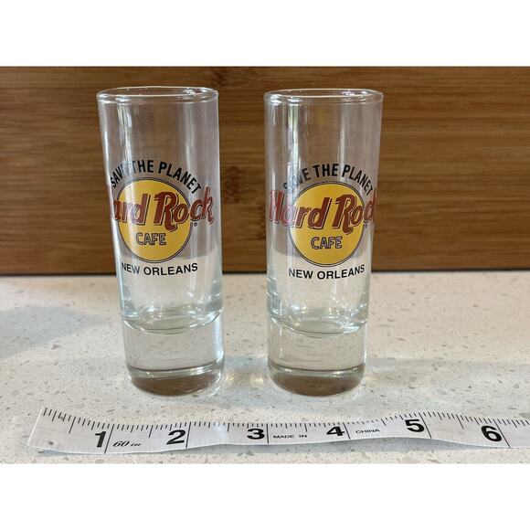 Hard Rock Cafe Shot Glass New Orleans‎ Save The Planet Set Of 2 In Original Box - Picture 3 of 8